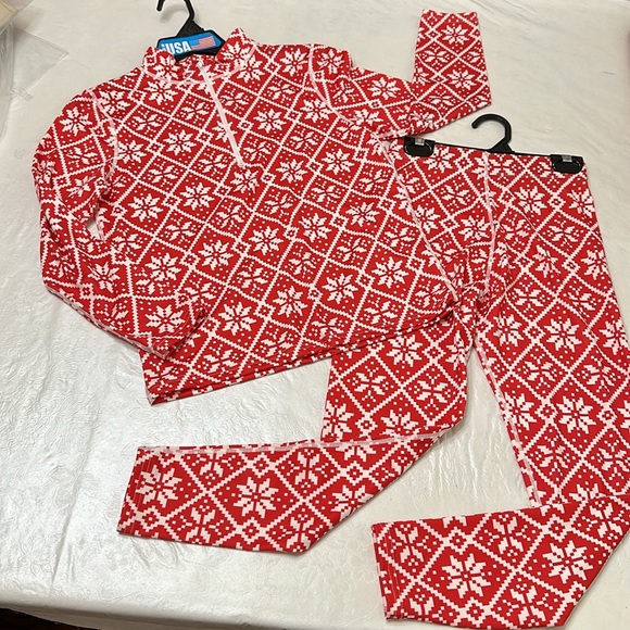 PolarMax QUATTRO FLEECE BASELAYER SET - Red/White - Picture 1 of 10